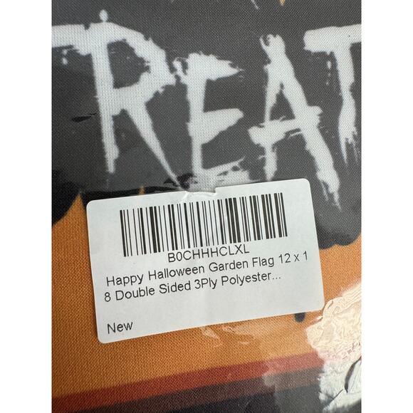 NWOT Halloween Trick or Treat Banner Flag Spooky Black Orange Pumpkins Polyester - Picture 3 of 3